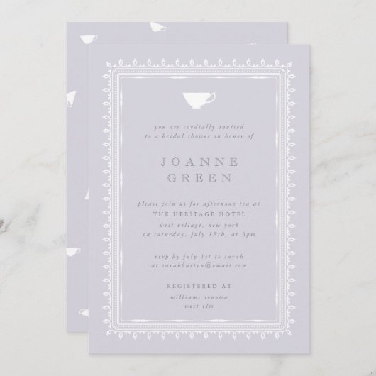 Wisteria Afternoon Tea Bruids/Trouwdouche Kaart (Voorkant / Achterkant)