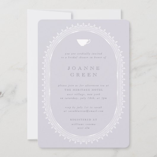 Wisteria Afternoon Tea Bruids/Trouwdouche Kaart (Voorkant)