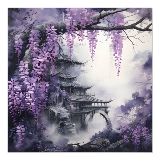 Wisteria Ancient Temple Foto Afdruk (Voorkant)