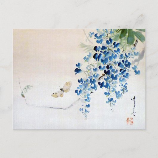 Wisteria and a Butterfly, Watanabe Seitei Briefkaart (Voorkant)
