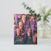 Wisteria and Pink Roses in Bloom Briefkaart (Staand voorkant)