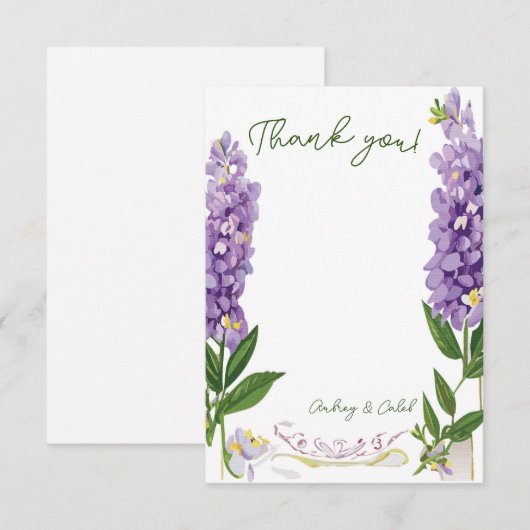 Wisteria bedankje bedankkaart (Voorkant / Achterkant)