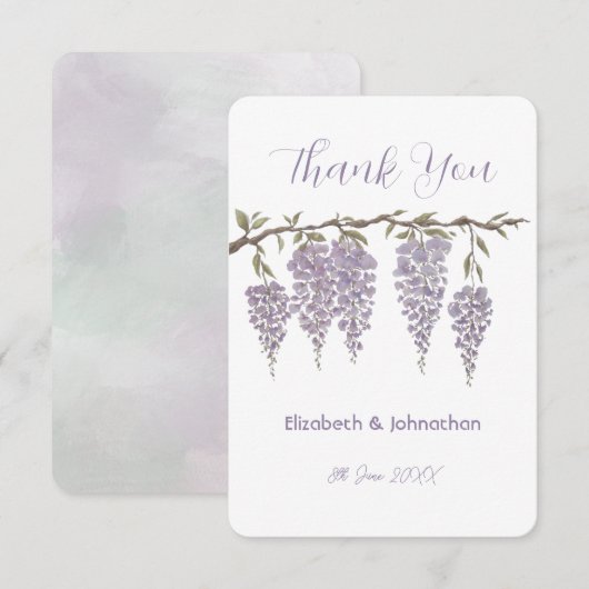 Wisteria bedankje bedankkaart (Voorkant / Achterkant)