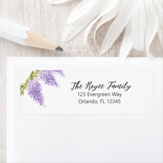 Wisteria Bloem Schilderen Retouradres Label (Insitu)