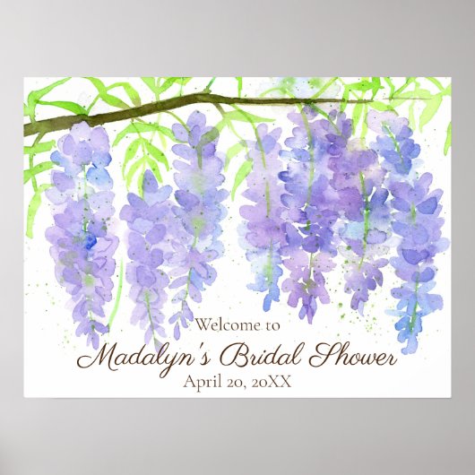 Wisteria Bloemen Bruidsfeest Welkomstposter Poster (Voorkant)