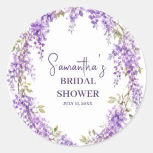 Wisteria bloemen Paarse Waterverf Bruidsdouche Ronde Sticker