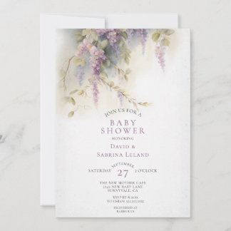 Wisteria Bloemen Waterverf Koppel Baby Shower Kaart