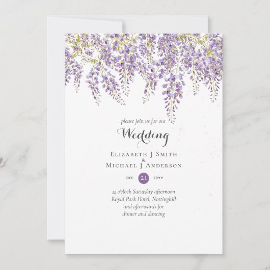 Wisteria Bloementuin Lavendel Paars Bruiloft Kaart (Voorkant)