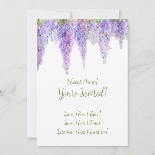 Wisteria bloemenuitnodigingskaart kaart (Voorkant)