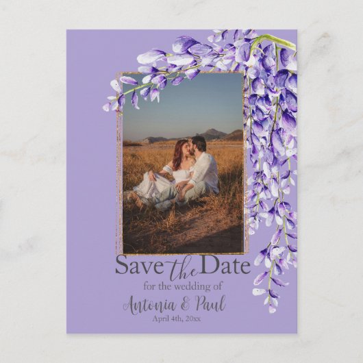 Wisteria Blooms Bewaar de datumfoto Briefkaart (Voorkant)