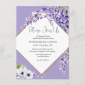 Wisteria Blooms QR Code Wedding Informatiekaartje (Voorkant)