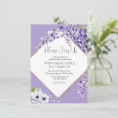 Wisteria Blooms QR Code Wedding Informatiekaartje (Staand voorkant)