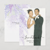 Wisteria Blooms Voeg foto-bruiloft toe Hartelijk d Bedankkaart (Voorkant / Achterkant)