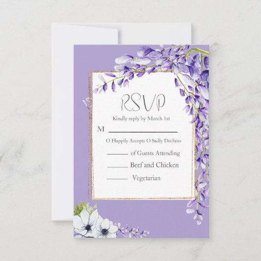 Wisteria Blooms Wedding RSVP Kaartje (Voorkant)