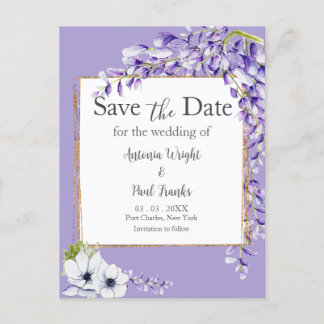Wisteria Blooms Wedding Save the Date Briefkaart