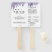 Wisteria boom paarse minimale bruiloft programma handwaaier (Voorkant en achterkant)