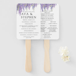 Wisteria boom paarse minimale bruiloft programma handwaaier