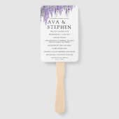 Wisteria boom paarse minimale bruiloft programma handwaaier (Voorkant)