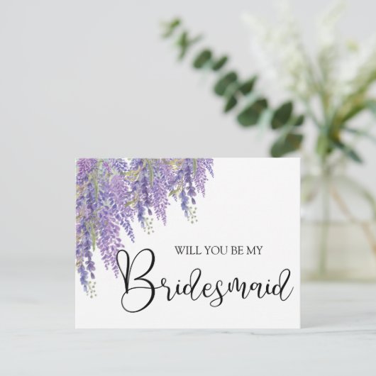 Wisteria boom Wil je mijn bruidsmeisje zijn Uitnod Uitnodiging Briefkaart (Staand voorkant)