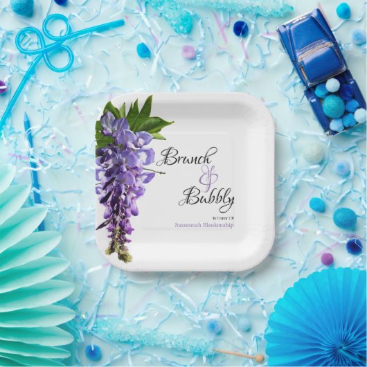 Wisteria Brunch bubble Vrijgezellenfeest op wit Papieren Bordje (Feest)