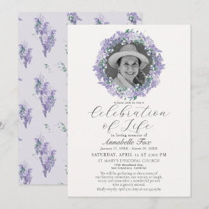 Wisteria Celebration of Life Funeral Memorial Kaart