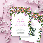 Wisteria Custom B'nai Bat Bar Mitswa QR Code Meisj Kaart<br><div class="desc">Perfecte kaart om een vleermuis mitswa, bar mitswa of andere joodse viering aan te kondigen! Hand gemaakte kunst voor u! VOLLEDIG ! Klik op "Personaliseren" hierboven om de tekst te bewerken en uw link toe te voegen aan de QR-code. Klik op "bewerken met behulp van design tool" om de lettertypen,...</div>