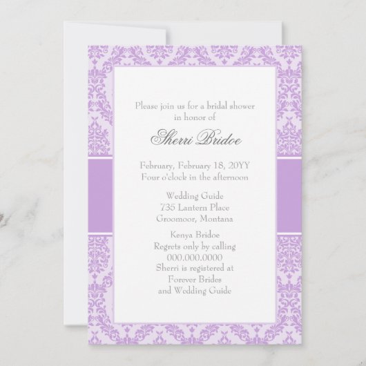 Wisteria Damask Bridal Shower Kaart (Voorkant)