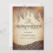  wisteria damast gouden tiara Quinceañera Kaart (Voorkant)