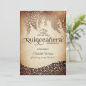  wisteria damast gouden tiara Quinceañera Kaart (Staand voorkant)