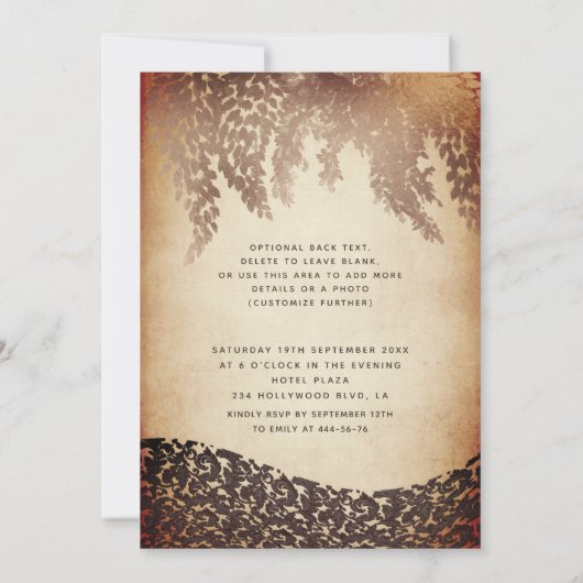  wisteria damast gouden tiara Quinceañera Kaart (Achterkant)