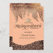  wisteria damast gouden tiara Quinceañera Kaart (Voorkant / Achterkant)