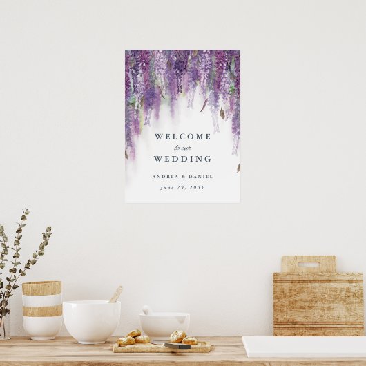 Wisteria droomt welkom trouwbord poster (Keuken)