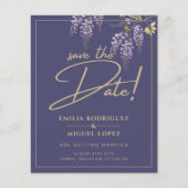 Wisteria Dusty Paarse Gold Wedding Save the Date (Voorkant)