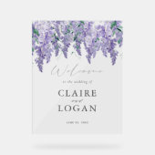 Wisteria Dusty Paarse Waterverf Weddenschap Welkom Acryl Bord (Voorkant)
