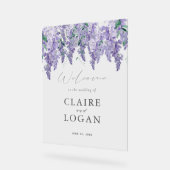 Wisteria Dusty Paarse Waterverf Weddenschap Welkom Acryl Bord (Hoek)