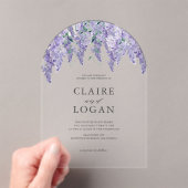 Wisteria Dusty Paarse Waterverf Wedding Acryl Uitnodigingen (Insitu (Draagbaar))