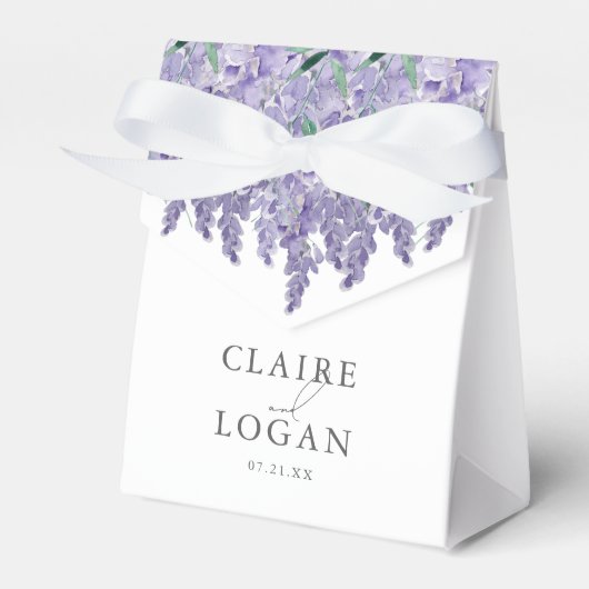 Wisteria Dusty Paarse Waterverf Wedding Bedankdoosjes (Voorkant Zijde)