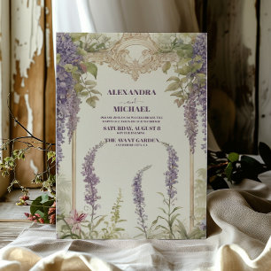 Wisteria Dusty Paarse Waterverf Wedding Kaart