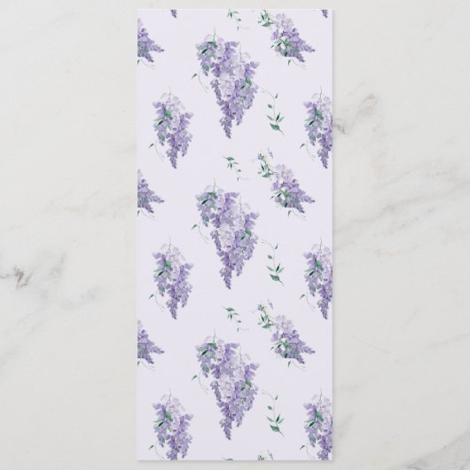 Wisteria Dusty Paarse Waterverf Wedding Menu (Achterkant)