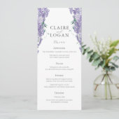 Wisteria Dusty Paarse Waterverf Wedding Menu (Staand voorkant)