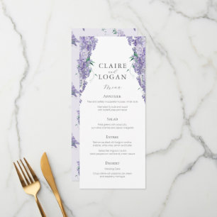 Wisteria Dusty Paarse Waterverf Wedding Menu