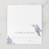 Wisteria Dusty Paarse Waterverf Wedding Plaatskaartje (Buitenkant ongevouwen)