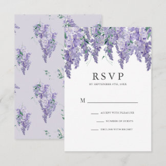Wisteria Dusty Paarse Waterverf Wedding RSVP-kaart RSVP Kaartje