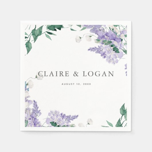 Wisteria Dusty Paarse Waterverf Wedding Servet (Voorkant)