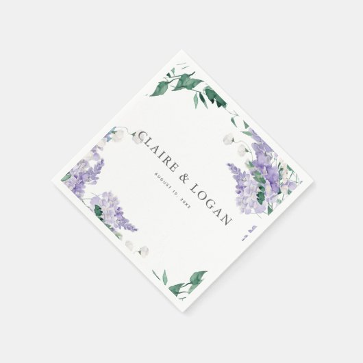 Wisteria Dusty Paarse Waterverf Wedding Servet (Hoek)