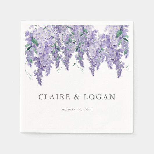 Wisteria Dusty Paarse Waterverf Wedding Servet (Voorkant)