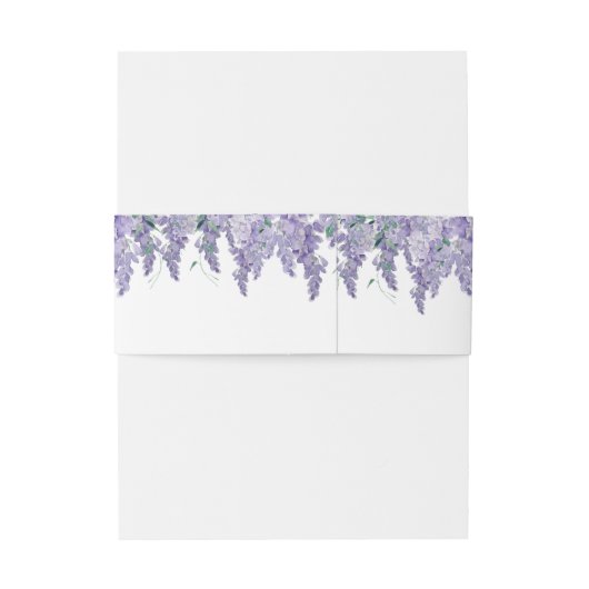 Wisteria Dusty Paarse Waterverf Wedding Uitnodigingen Wikkel (Achterkant Voorbeeld)