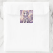 Wisteria en kant prinses kat vierkante sticker (Tas)