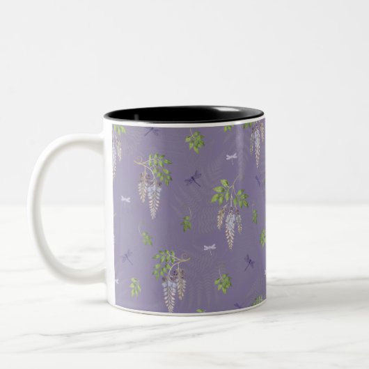 Wisteria, Fern, & Dragonflies Tweekleurige Koffiemok (Links)