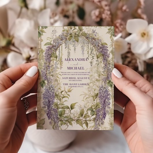  Wisteria Floral Art Nouveau bruiloft Kaart